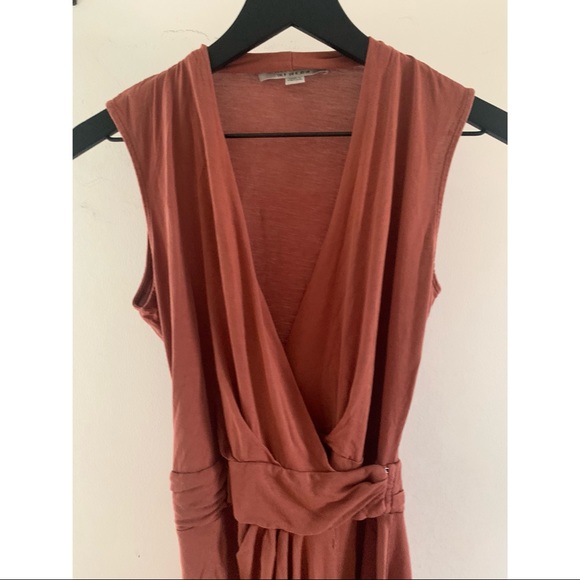 NWT All Saints Novi Wrap Dress Jersey Size 4 Rust Orange V-neck sleeveless - Picture 4 of 4